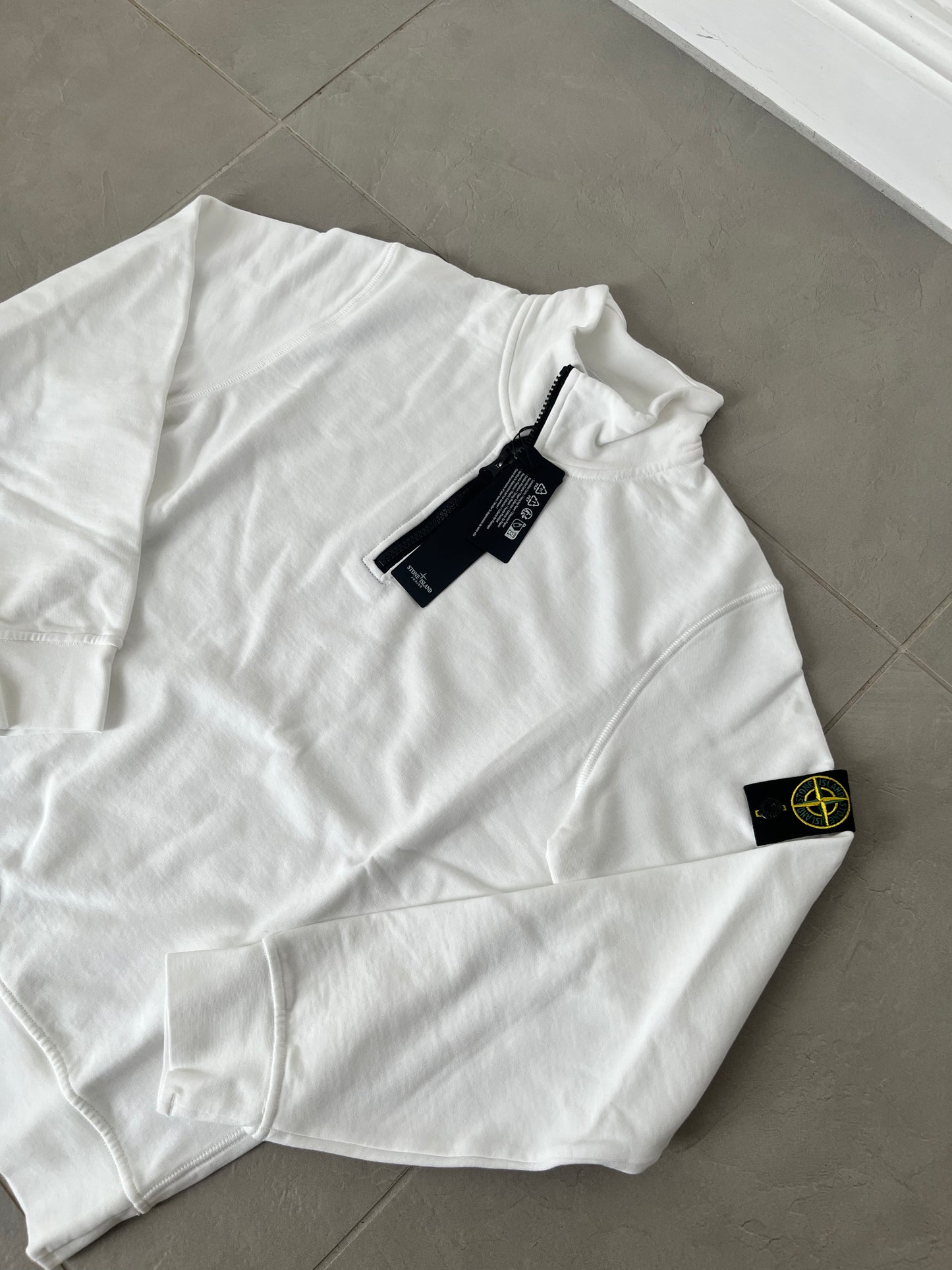 Stone Island Half Zip Sweatshirt (White)