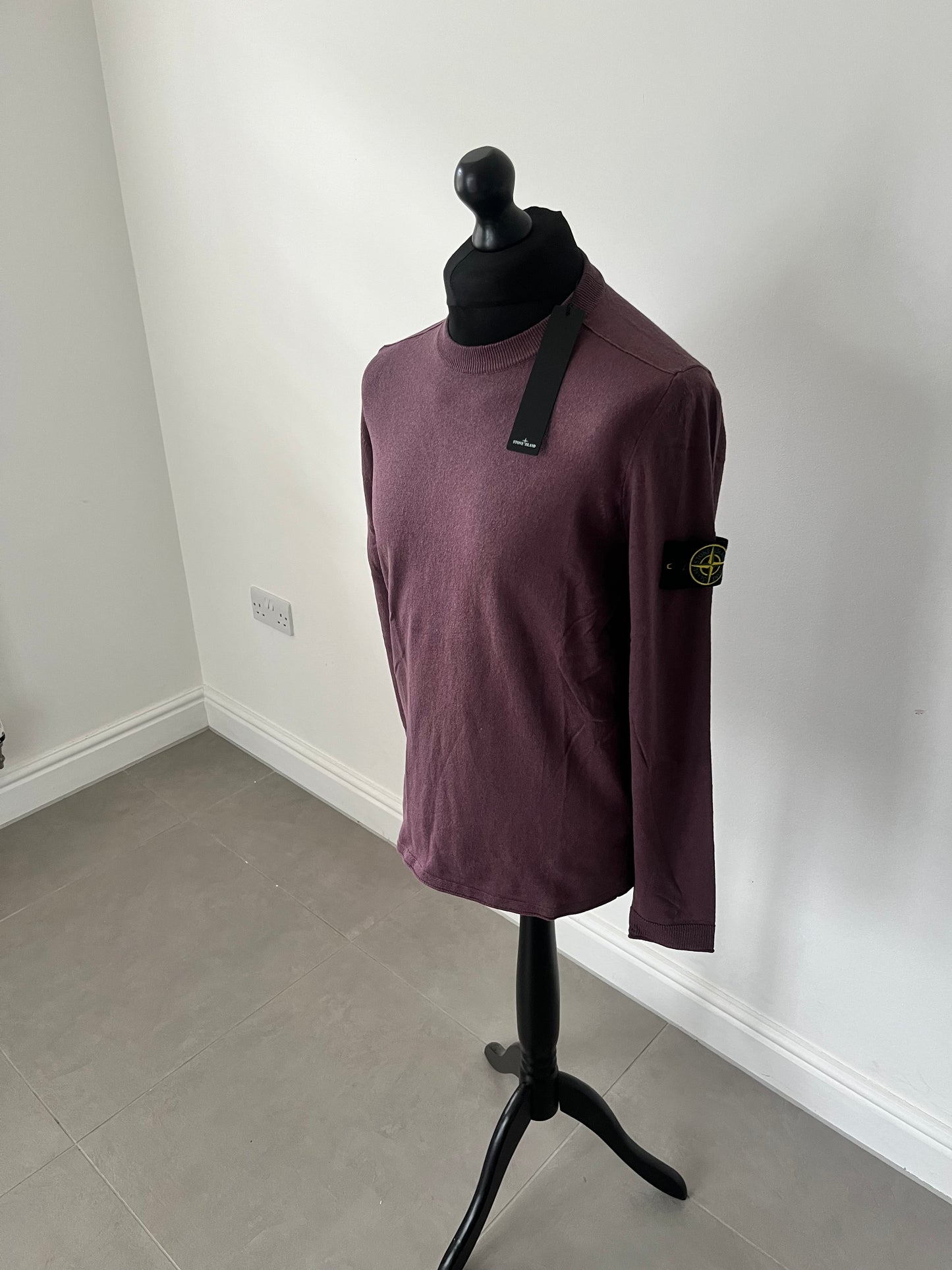 Stone Island Soft Cotton Knit Sweatshirt (Burgundy)