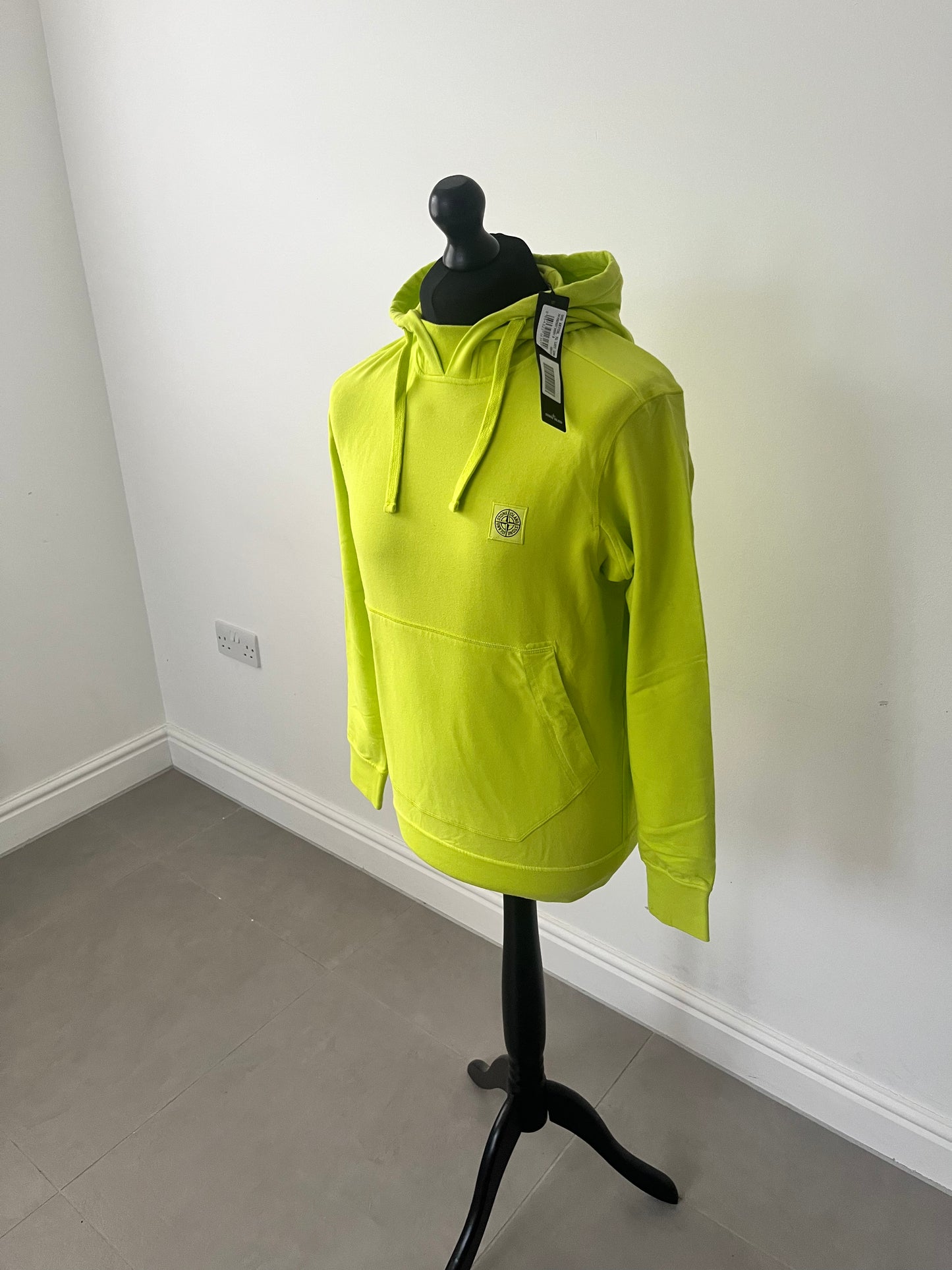 Stone Island Logo Patch Hoodie (Lime Green)