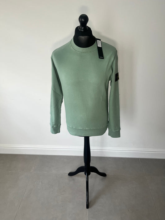 Stone Island Brushed Cotton Crewneck Sweatshirt (Sage)