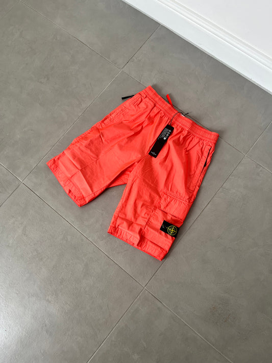 Stone Island Cargo Bermuda Shorts Light Stretch Cotton Canvas (Coral)