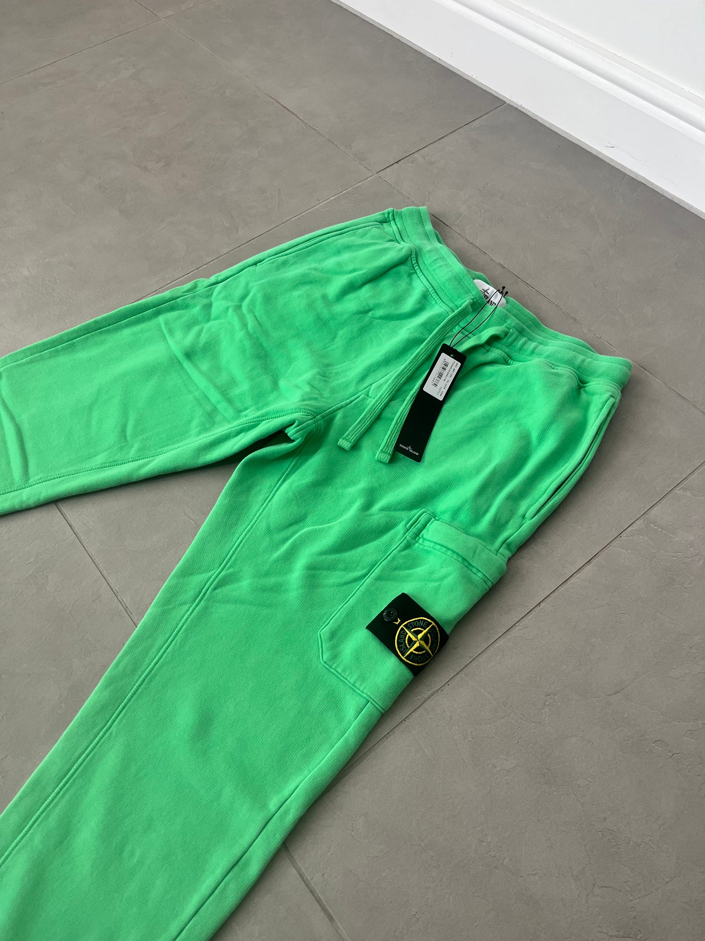 Stone Island Brushed Cotton Fleeced Bottoms (Light Green)