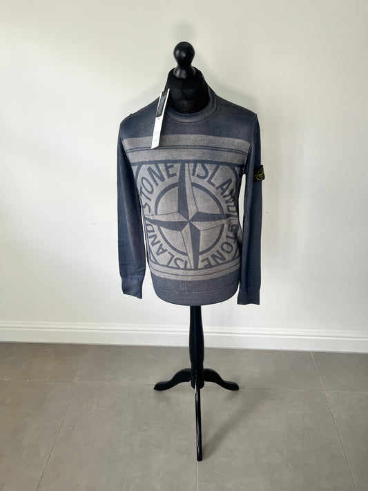 Stone Island Pure Wool Fast Dye + Handmade Airbrush + Laser Print (Navy)