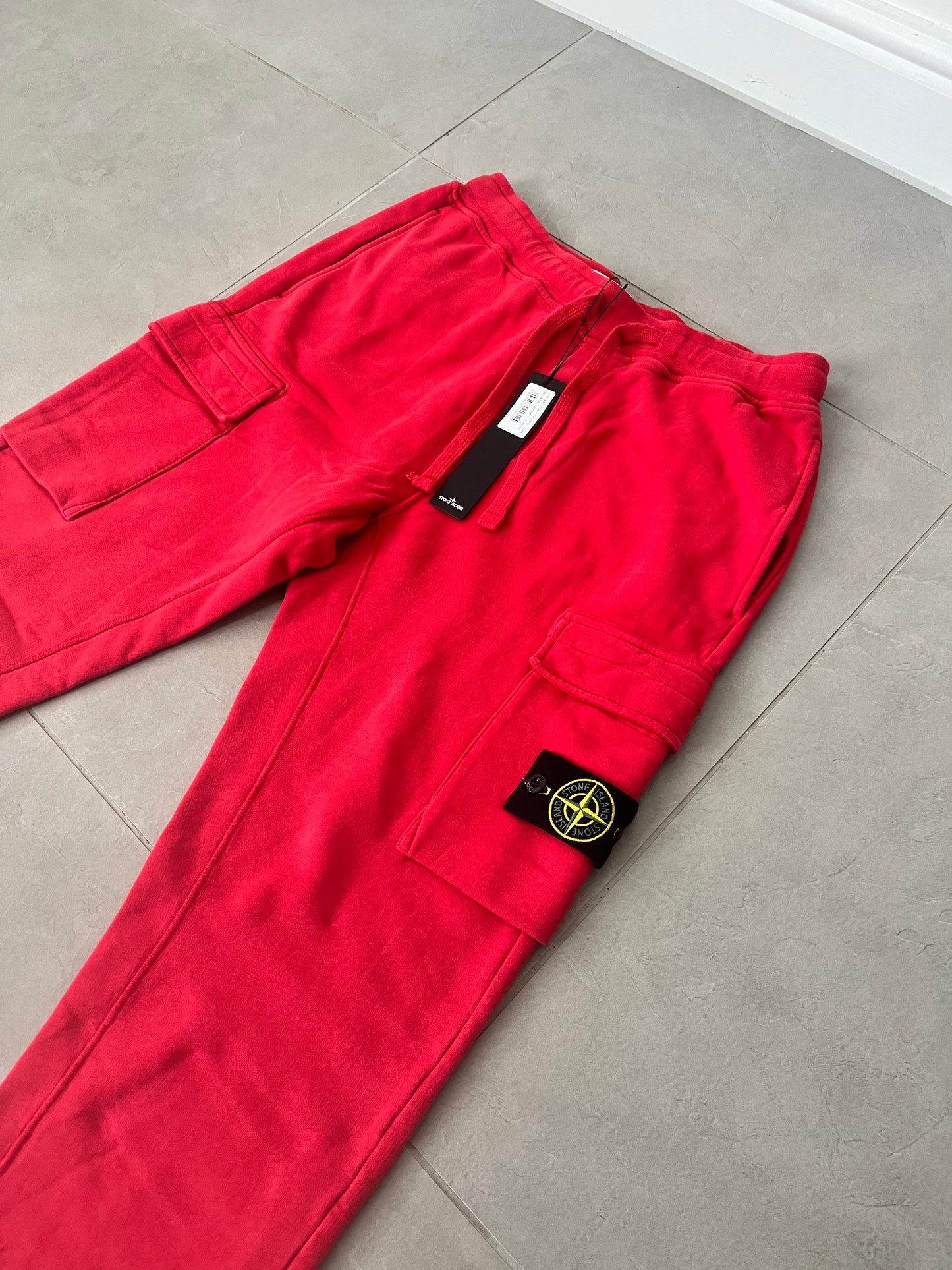 Stone Island Brushed Cotton Fleeced Bottoms Double Pocket (Red)