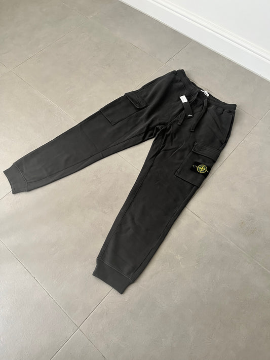 Stone Island Brushed Cotton Fleeced Bottoms Double Pocket (Charcoal)