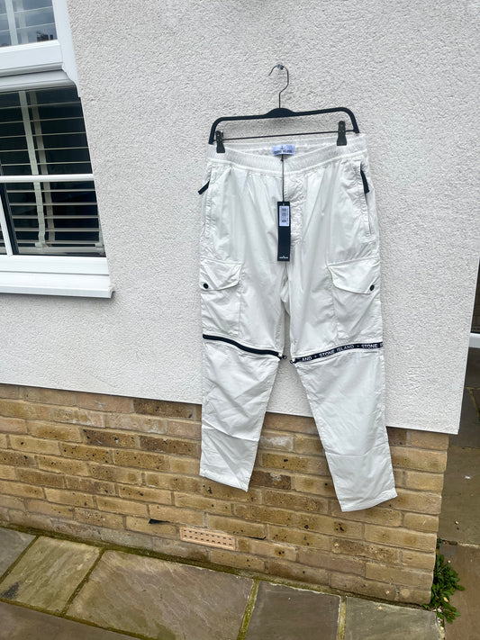 Stone Island Tape Logo Cargo Pants (White)